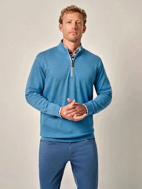 Johnnie-O Sully Quarter-Zip Pullover Bombay Large Like New